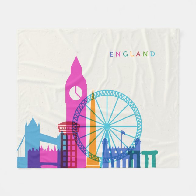 England Skyline Fleece Blanket (Front (Horizontal))
