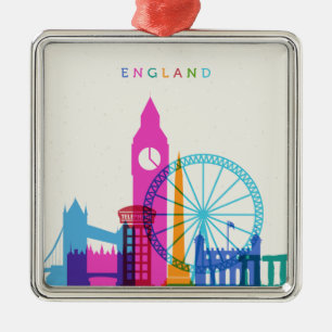 England Skyline Metal Ornament