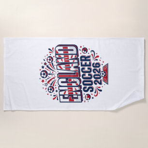England Soccer 2026 Soccer Bold Country Typography Beach Towel
