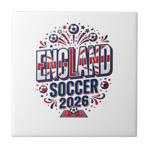 England Soccer 2026 Soccer Bold Country Typography Ceramic Tile