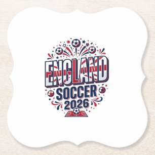 England Soccer 2026 Soccer Bold Country Typography Paper Coaster