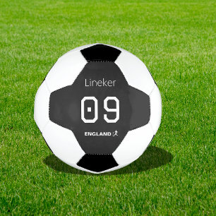England Soccer Black White Custom Name Number Ball
