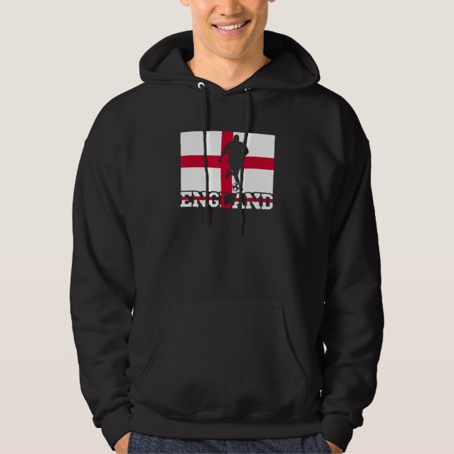 England Soccer Player Proud Football Ball English  Hoodie (Front)