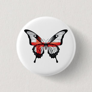 England Swallowtail Butterfly Flag Sticker 3 Cm Round Badge
