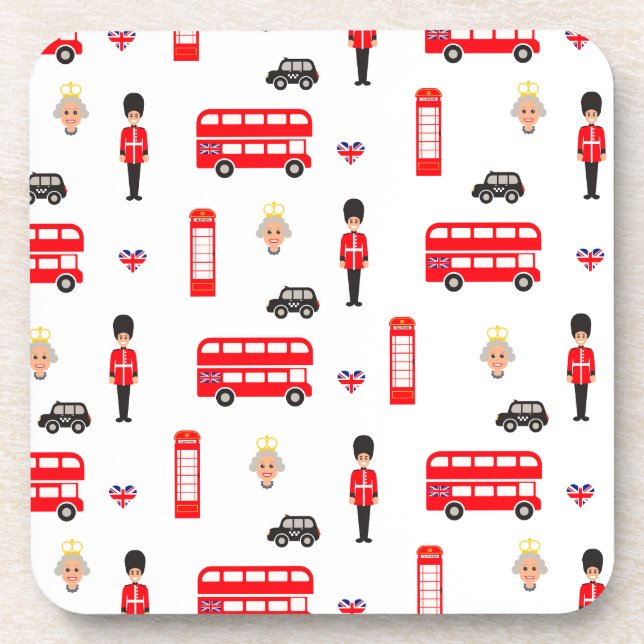 England Symbols Pattern Coaster (Front)