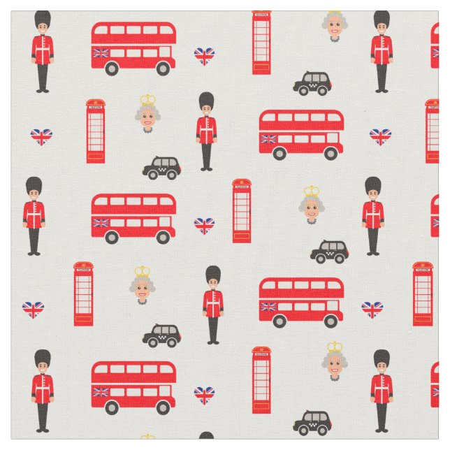 England Symbols Pattern Fabric (Close Up)
