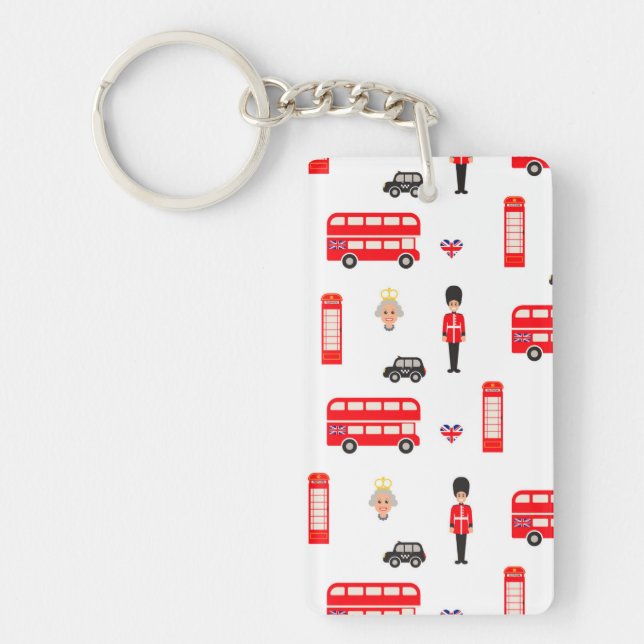 England Symbols Pattern Key Ring (Front)