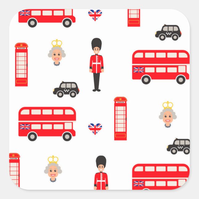 England Symbols Pattern Square Sticker (Front)