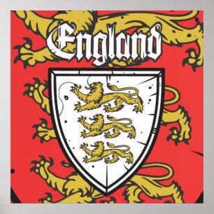 England Three Lions  Shield Poster