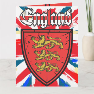 England Three Lions Wooden Shield Card