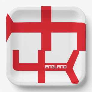 ENGLAND VER UK FLAG TEXT BY MASANSER PIXELAT PAPER PLATE