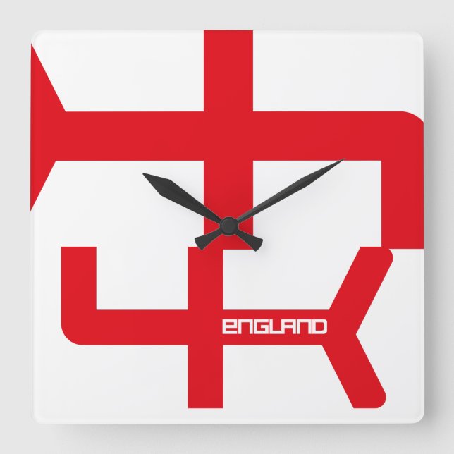 ENGLAND VER UK FLAG TEXT BY MASANSER PIXELAT SQUARE WALL CLOCK (Front)