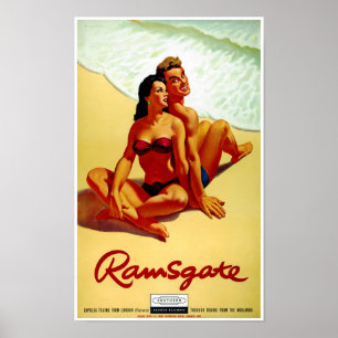 England Vintage Travel Poster Restored