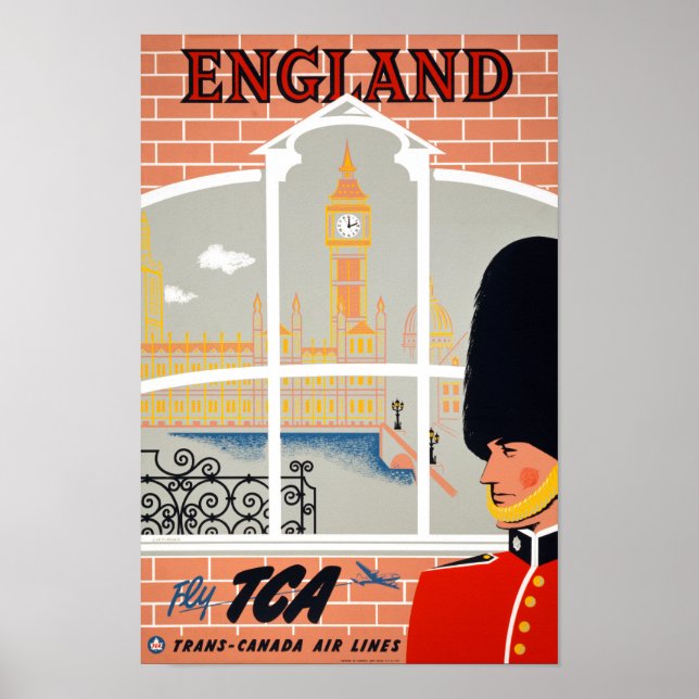 England Vintage Travel Poster Restored (Front)