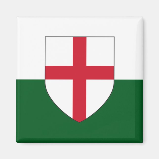 England & Wales Magnet - Shield on White & Green (Front)