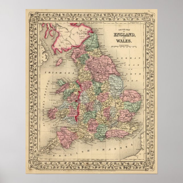 England, Wales Map by Mitchell Poster (Front)