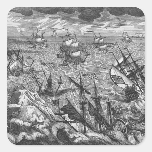 England's Great Storm Square Sticker (Front)