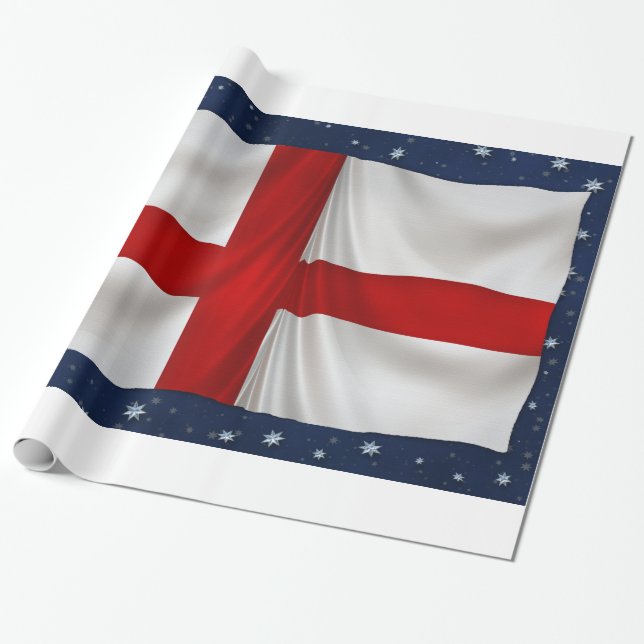 England's St George Cross Patriotic Flag Wrapping Paper (Unrolled)