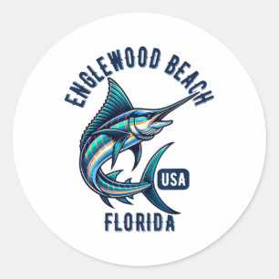 Englewood Beach Florida Usa Fishing Design Classic Round Sticker