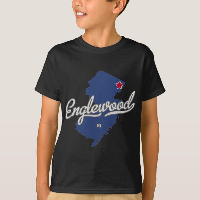 Englewood New Jersey Nj Map  T-Shirt (Front)