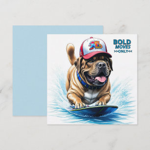 Englische Dogge Mastiff auf Surfbrett