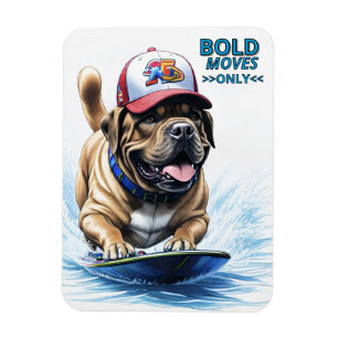 Englische Dogge Mastiff auf Surfbrett Magnet
