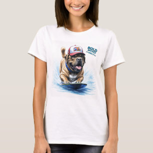 Englische Dogge Mastiff auf Surfbrett T-Shirt