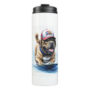 Englische Dogge Mastiff auf Surfbrett Thermal Tumbler