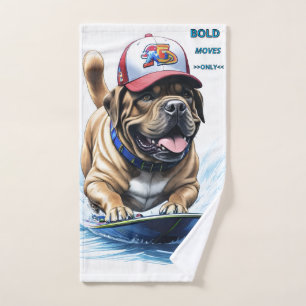 Englische Dogge Mastiff auf Surfbrett Waschlappen Hand Towel