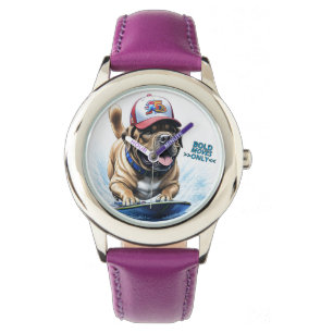 Englische Dogge Mastiff auf Surfbrett Watch