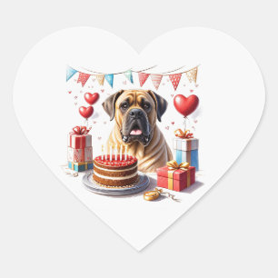 Englische Dogge Mastiff Birthday Heart Sticker