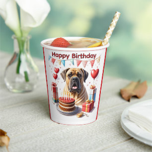 Englische Dogge Mastiff Birthday Paper Cups