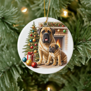 Englische Dogge Mastiff Christmas Ceramic Ornament