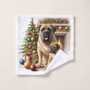 Englische Dogge Mastiff Christmas Wash Cloth