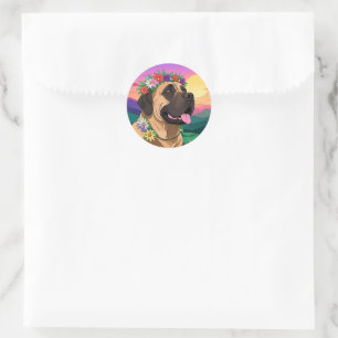 Englische Dogge Mastiff Comic Classic Round Sticker