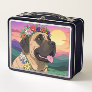 Englische Dogge Mastiff Comic Metal Lunch Box