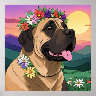 Englische Dogge Mastiff Comic Poster