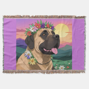Englische Dogge Mastiff Comic Throw Blanket