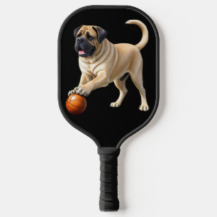 Englische Dogge Mastiff mit Ball Pickleball Paddle