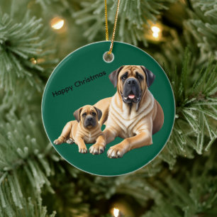 Englische Dogge Mastiff mit Kind Ceramic Ornament