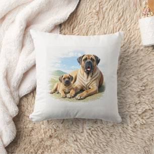 Englische Dogge Mastiff mit Kind Cushion