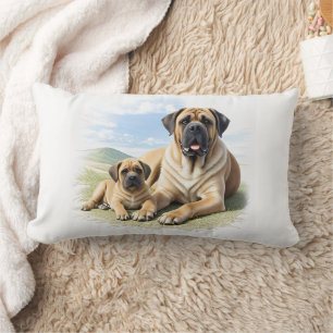 Englische Dogge Mastiff mit Kind Lumbar Cushion
