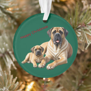 Englische Dogge Mastiff mit Kind Ornament