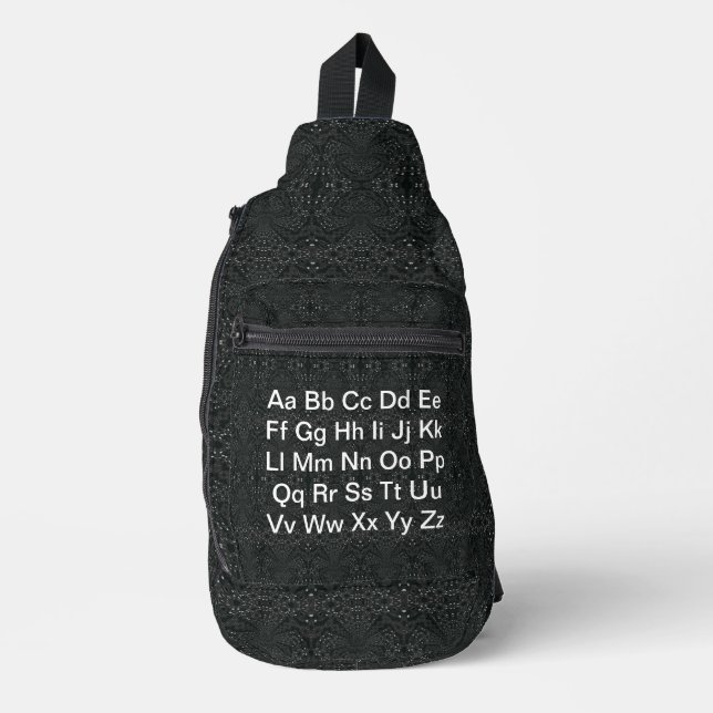 English Alphabet Black  Sling Bag (Front)