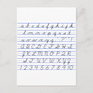 English Alphabet Diagram in Cursive Handwriting Postcard