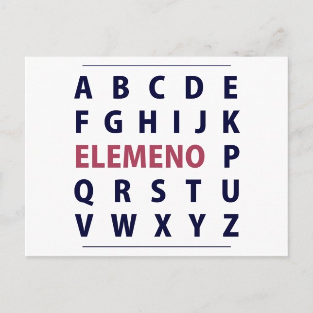 English Alphapbet ELEMENO Song Postcard (Front)