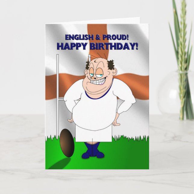 English and Proud Rugby Birthday Card (Front)