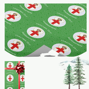 English Angel Christmas Flag Personalised  Wrapping Paper