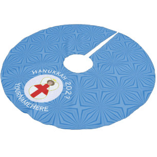 English Angel Hanukkah Flag Personalised Brushed Polyester Tree Skirt