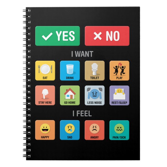 English Autism AAC PECS Pointing Communication 01 Notebook (Front)